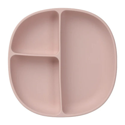 B.Box divided silicone toddler plate with leakproof travel lid attached
