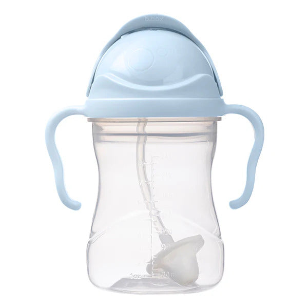 Contents layout showing B.Box 240ml cup base lid and weighted straw