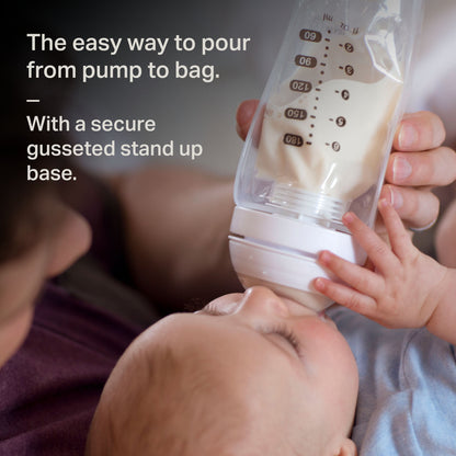 Organised freezer stash using labeled Tommee Tippee milk storage bags