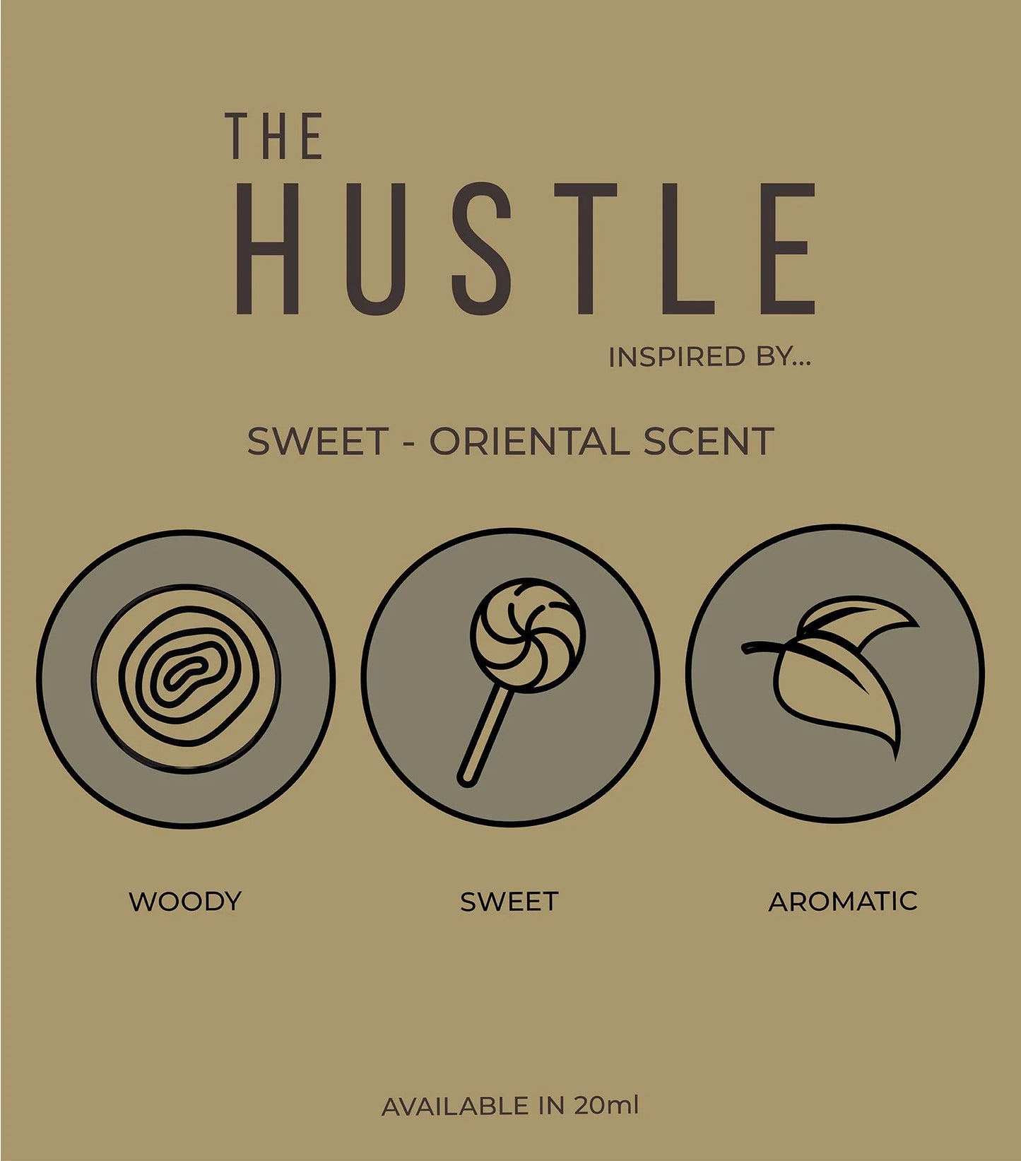 Fragrance note breakdown diagram showing Bergamot Cedarwood and Amber for The Hustle For Him