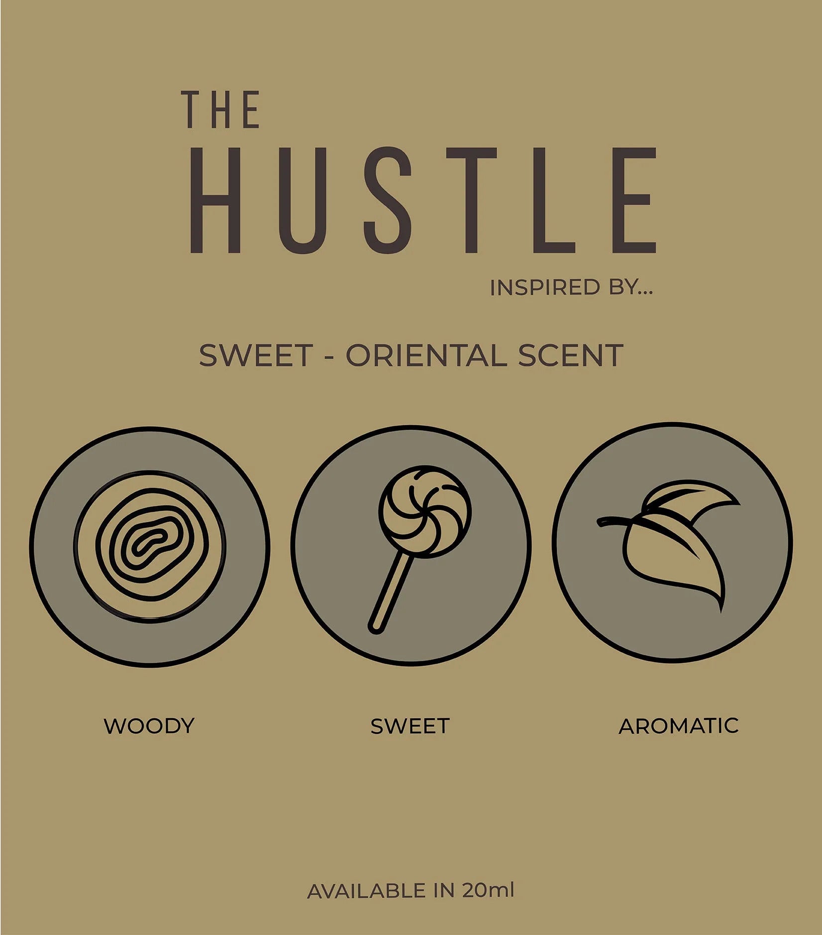 Fragrance note breakdown diagram showing Bergamot Cedarwood and Amber for The Hustle For Him