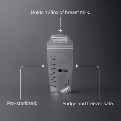 Close-up of the double-fastened leak-proof seal on a Tommee Tippee bag