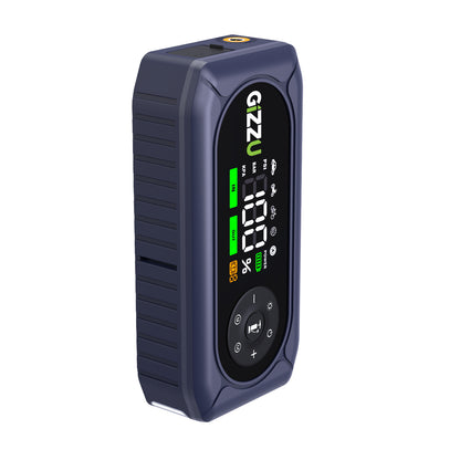 Using the integrated multi mode LED flashlight with red strobe warning signals during a nighttime roadside tyre replacement