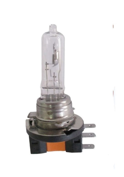 Side 45 degree angle view of H15 12V 55W 3-pin halogen headlight globes