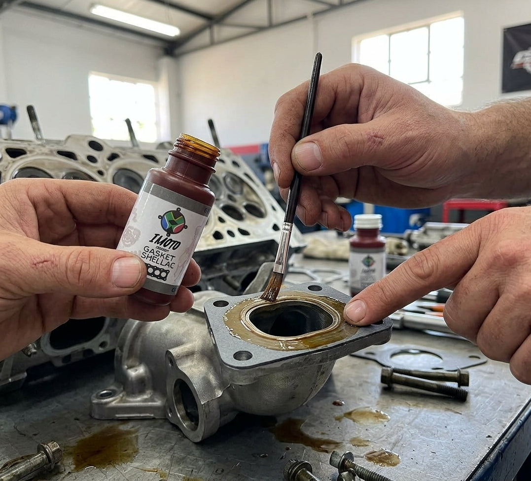Dressing a water pump gasket with Imoto head gasket shellac liquid