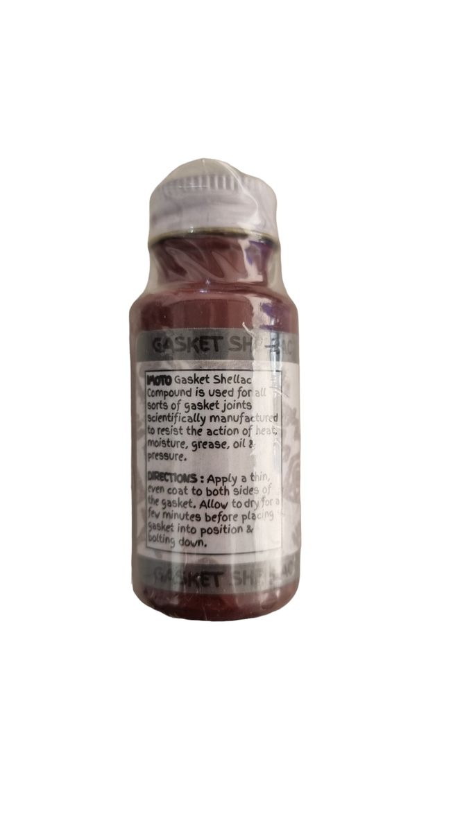 Side angle view of Imoto 59ml head gasket shellac sealant liquid bottle