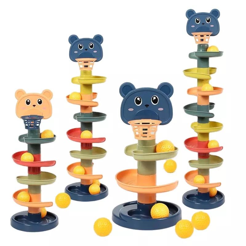 Kids-Up educational rolling toy set including tower and multi-coloured balls