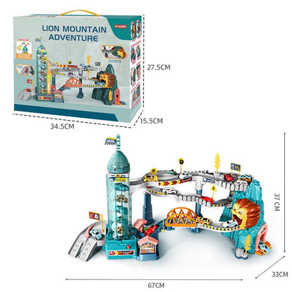Full Kids-Up Lion Mountain set including track base and electric cars