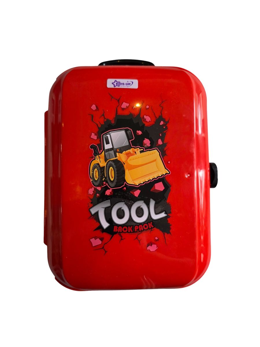 Portable carry case for the Kids-Up construction set with tools inside