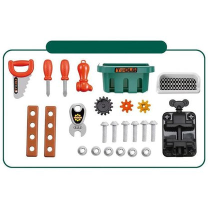 The clean front view of the official retail packaging box for the Kids-Up 3-in-1 Tool Workshop Set