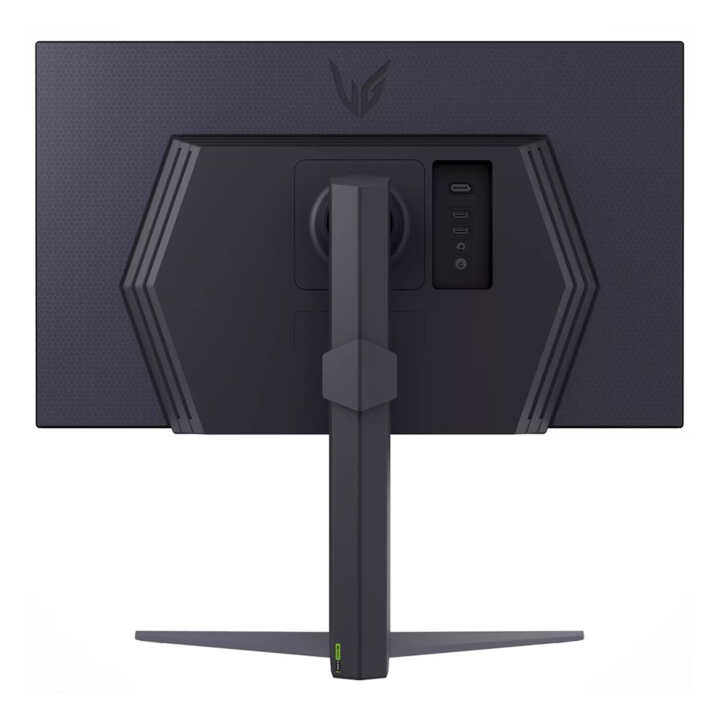 Angled perspective of LG 27 inch QHD 200Hz monitor displaying fast-paced action game