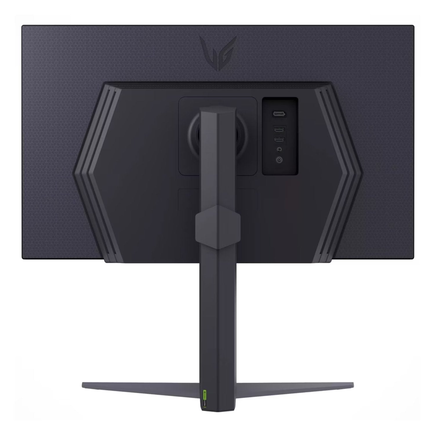 Angled perspective of LG 27 inch QHD 200Hz monitor displaying fast-paced action game