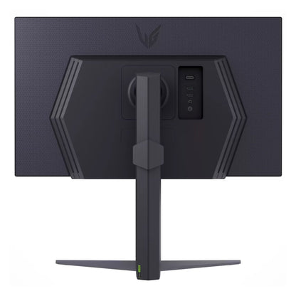 Angled perspective of LG 27 inch QHD 200Hz monitor displaying fast-paced action game