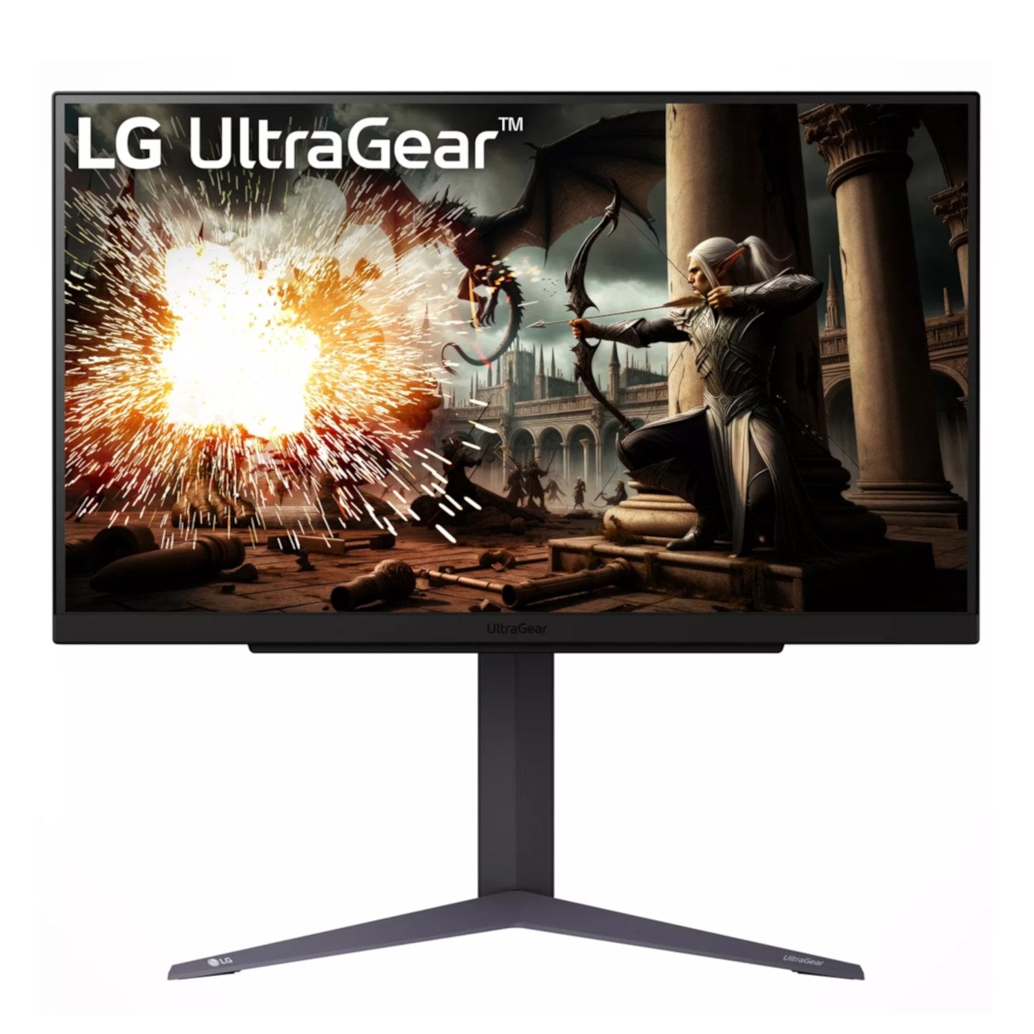 LG UltraGear 27 inch QHD IPS gaming monitor 200Hz 27GS75Q front view on stand
