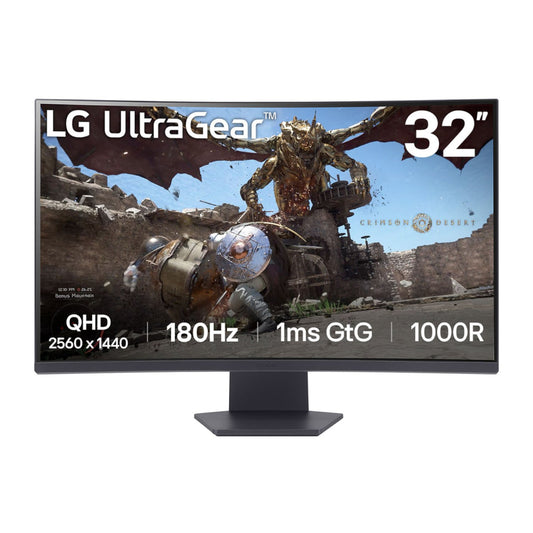 LG UltraGear 32 inch QHD VA curved gaming monitor 180Hz 32GS60QC front view