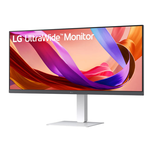 LG UltraWide 34 inch FHD IPS white monitor 100Hz with USB-C on clean background