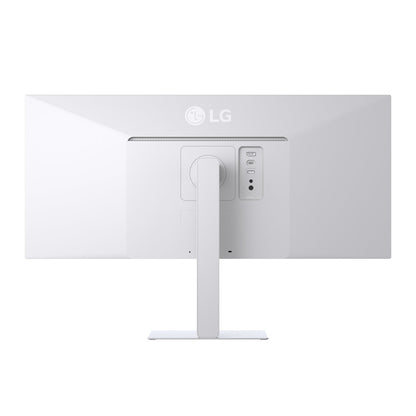 Close-up view of LG UltraWide monitor ports including USB Type-C HDMI and DisplayPort