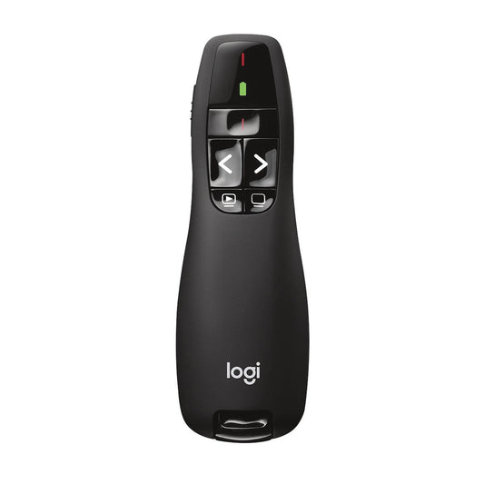 Logitech R400 Wireless Presenter Remote with Red Laser Pointer front view