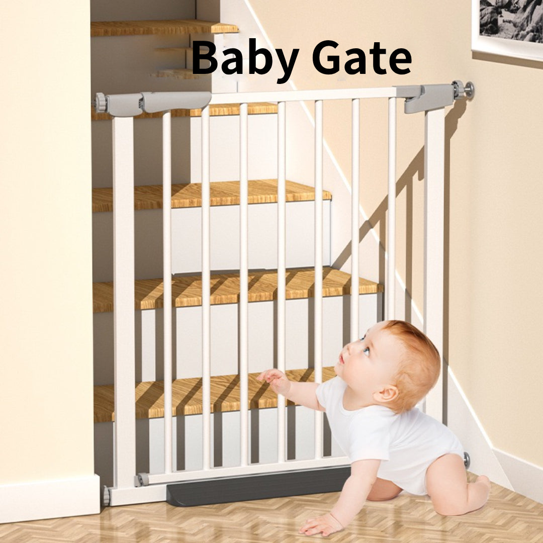 Parent using the one-handed double-lock latch on the Babies-Up gate