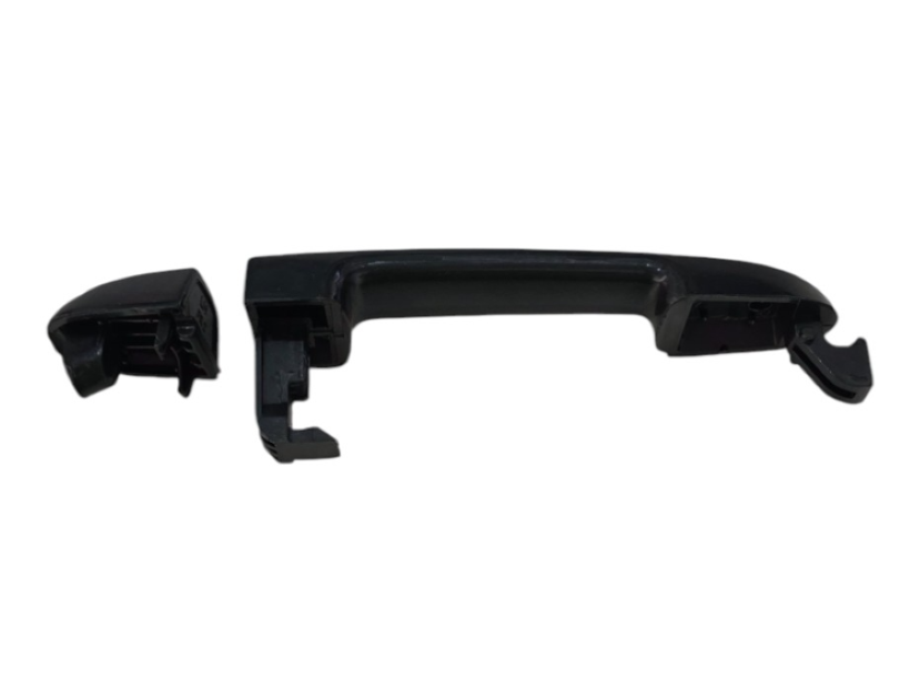Close-up view of durable matte black ABS plastic texture on Hyundai i20 left door handle