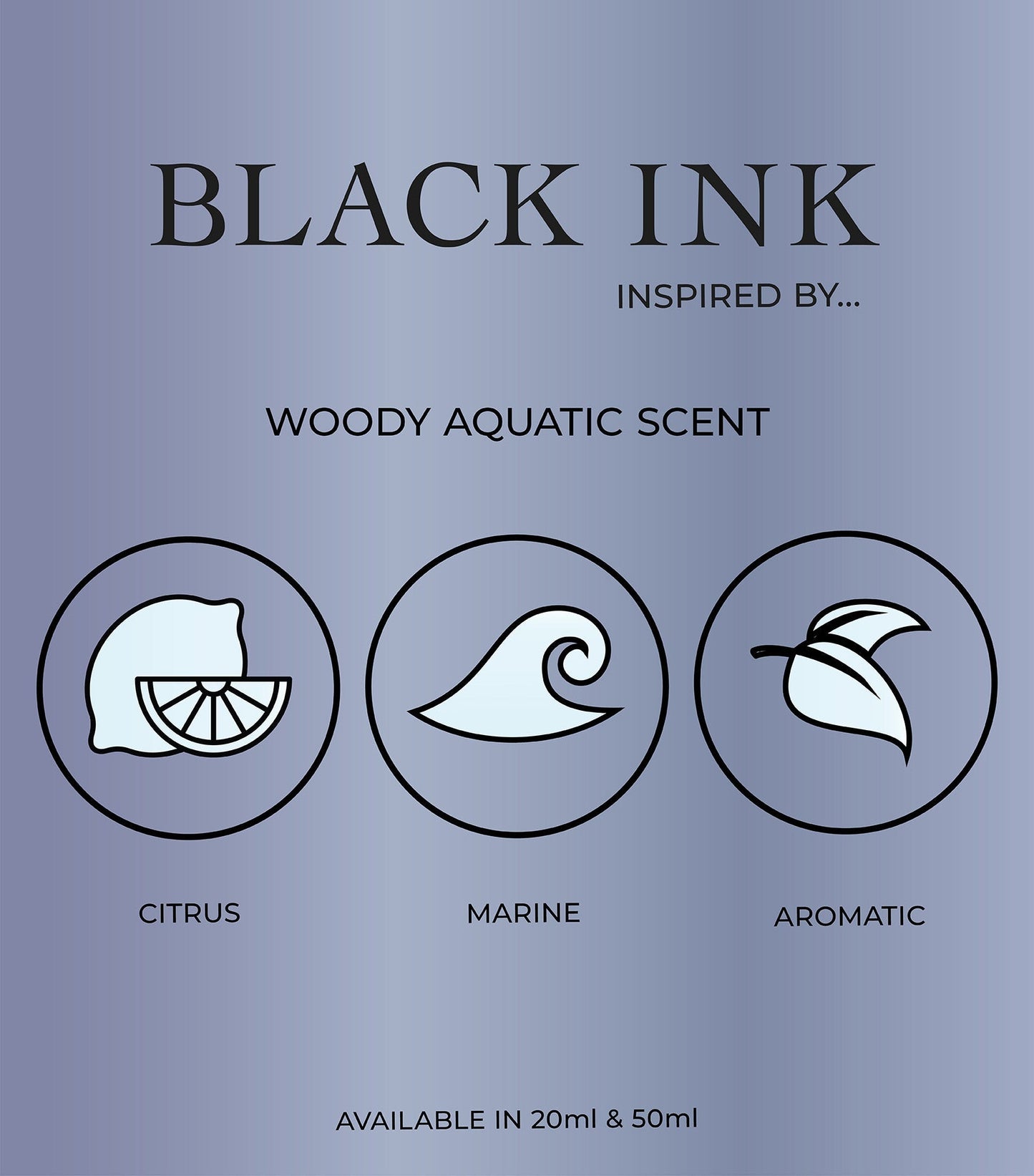 Close-up view of Perfume Box Black Ink 50ml Eau De Parfum glass bottle