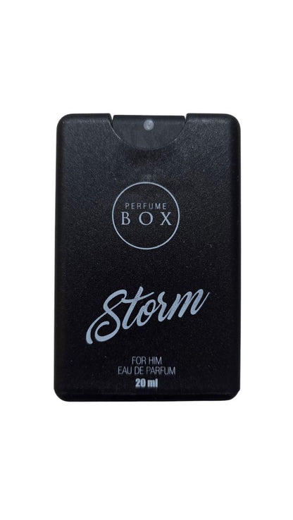 Perfume Box Storm For Him 20ml pocket cologne bottle and premium packaging