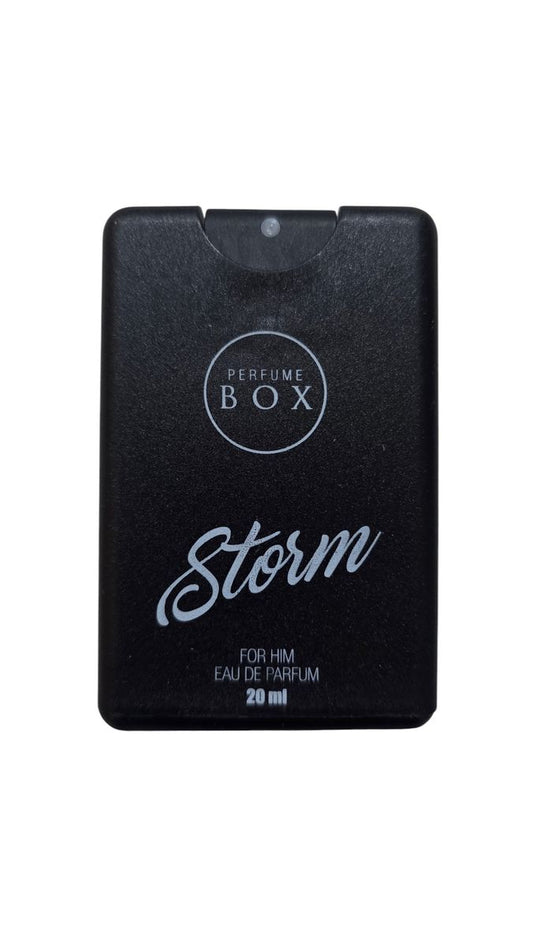 Perfume Box Storm For Him 20ml pocket cologne bottle and premium packaging