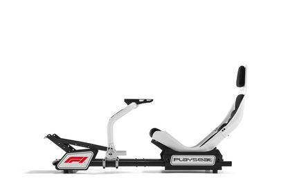 Side 45 degree angle view of Playseat Formula Instinct F1 edition racing seat