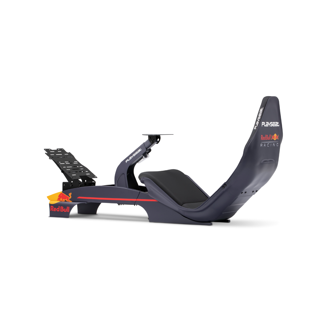 Side 45 degree angle view of Playseat PRO F1 Red Bull Racing simulator cockpit