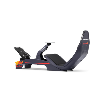 Side 45 degree angle view of Playseat PRO F1 Red Bull Racing simulator cockpit
