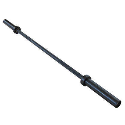 Macro detail of the non-slip knurled grip texture on the Powercore 152cm black straight Olympic barbell