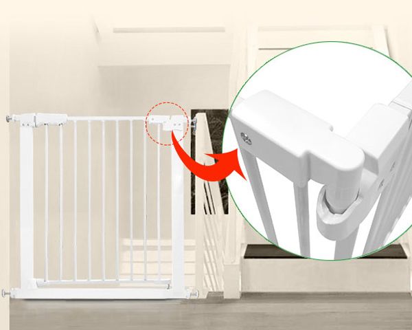Pressure-mounted Babies-Up gate installed in a doorway without drilling