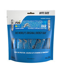 PVM Bite Size Blueberry Energy Bars 10x20g multipack retail bag front view