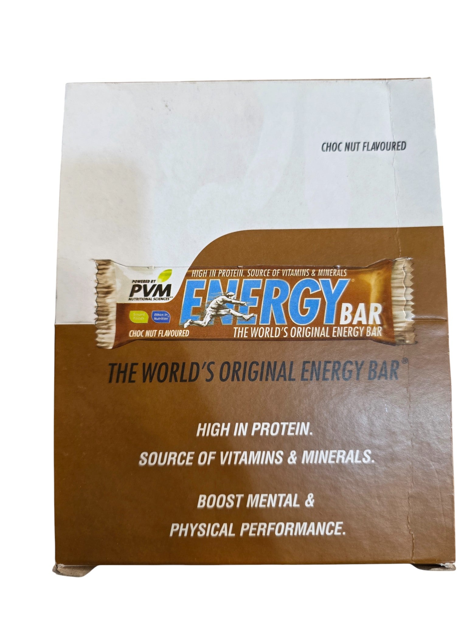 PVM Choco-Nut Energy Bars 20 x 45g bulk display box front view