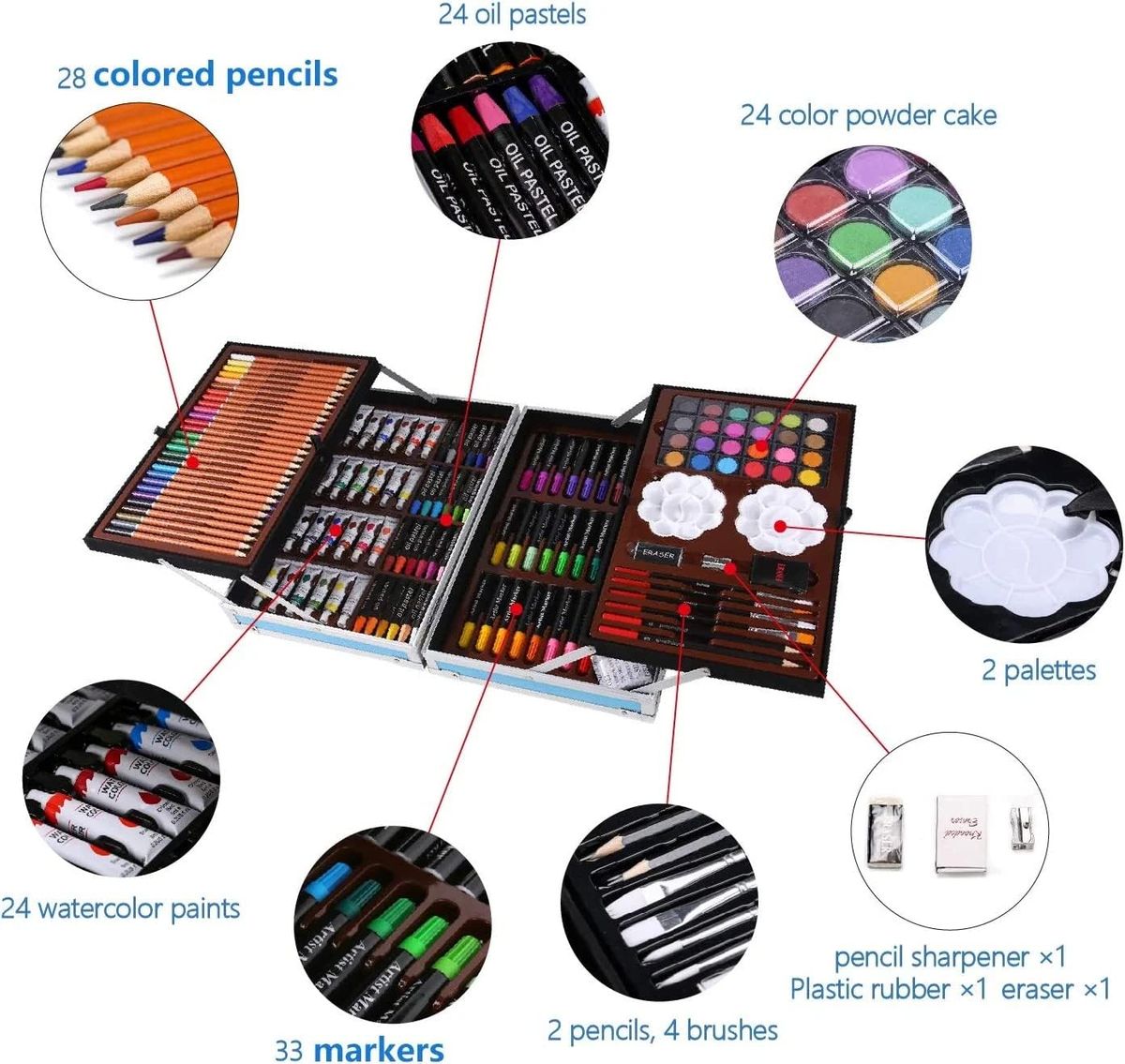 Kids-Up 150 Pcs Kids Painting & Drawing Art Set With Aluminium Case Craft Kits Art and Craft Kit