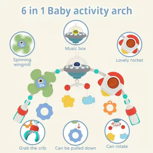 Babies-Up Musical Cot/Pram/Baby seat/Bassinet Arch Toy Mobile