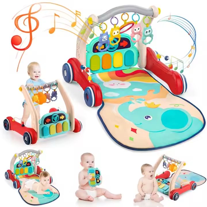 Babies-Up Two-in-One Fitness Rack Baby Playmat Gym & Walker With Piano