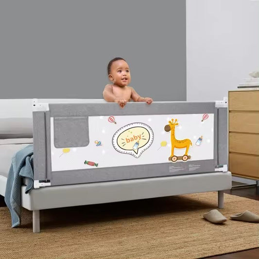 Babies-Up Bed Guard Rail for Queen or King Size Bed 1.8m Grey With Giraffe