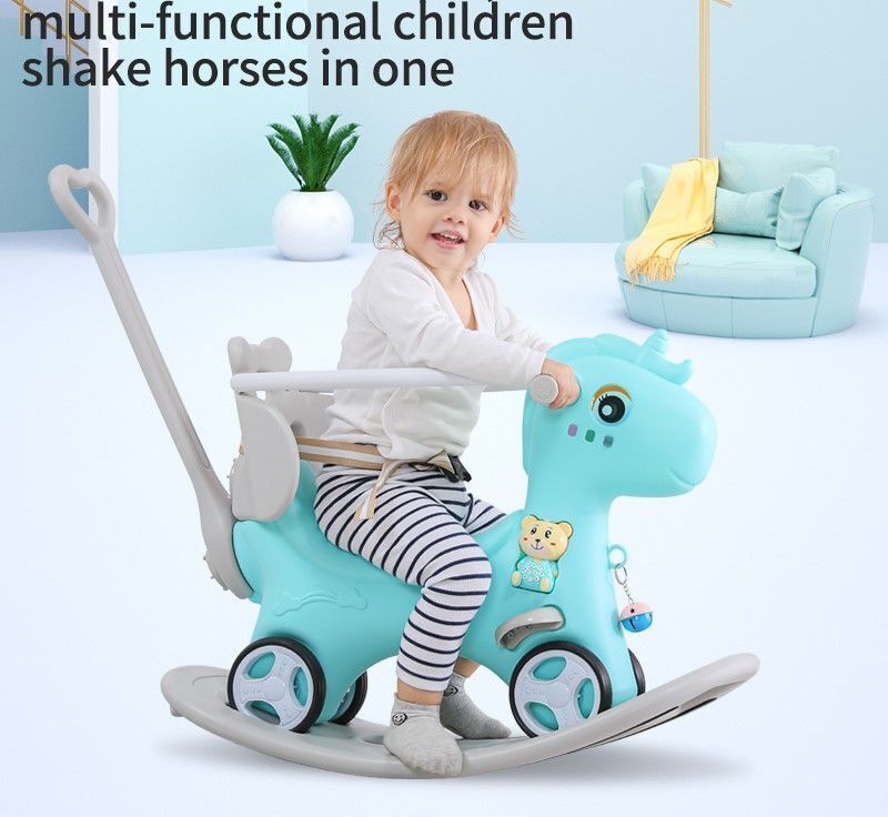 Babies-Up Horse Dino Rocker With Pusher And Safety Belt And Noise Toy