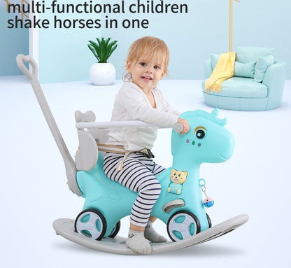 Babies-Up Horse Dino Rocker With Pusher And Safety Belt And Noise Toy
