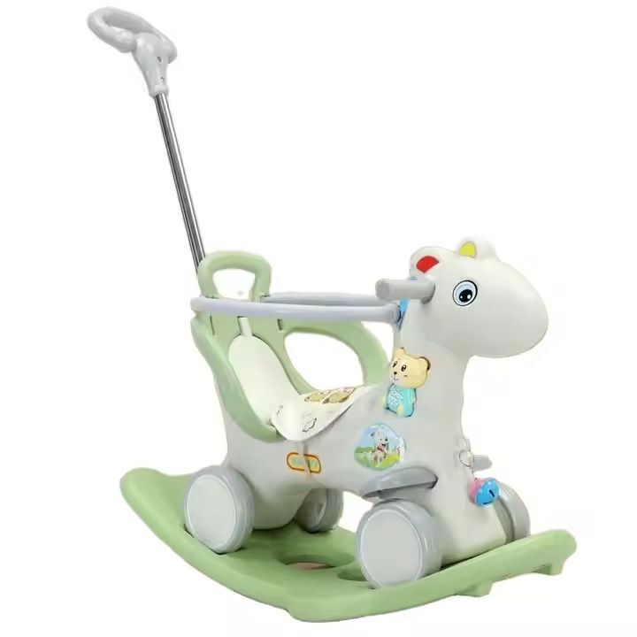Babies-Up Horse Dino Rocker With Pusher And Safety Belt And Noise Toy