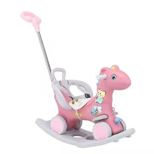 Babies-Up Horse Dino Rocker With Pusher And Safety Belt And Noise Toy
