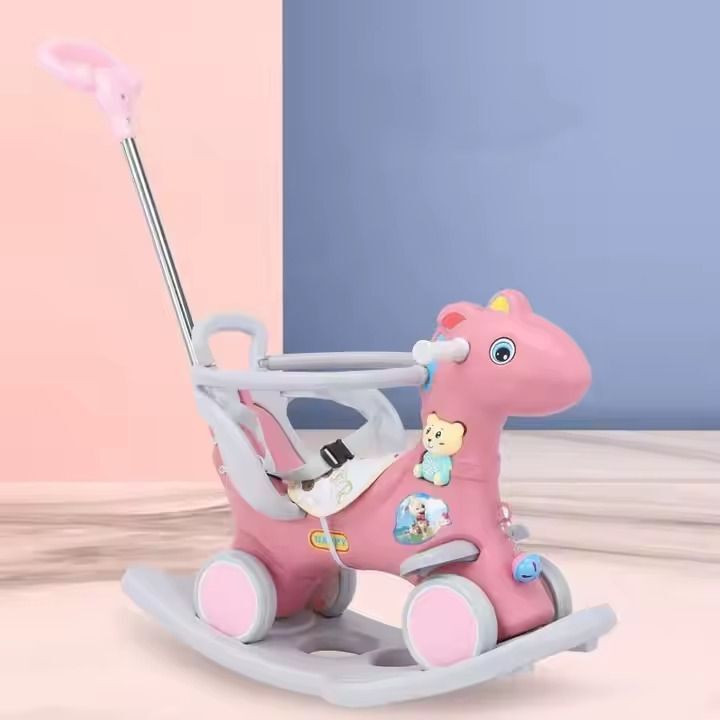 Babies-Up Horse Dino Rocker With Pusher And Safety Belt And Noise Toy