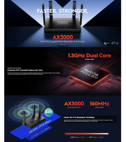 Cudy AX3000 Gigabit Dual Band Wi-Fi 6 Mesh Router