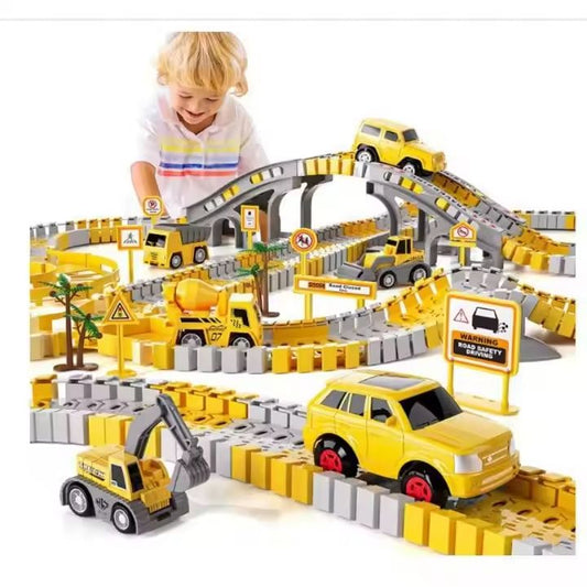 Kids-Up 180 Piece Track Toys For Kids Truck Flexible Track Set Electric