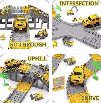 Kids-Up 180 Piece Track Toys For Kids Truck Flexible Track Set Electric