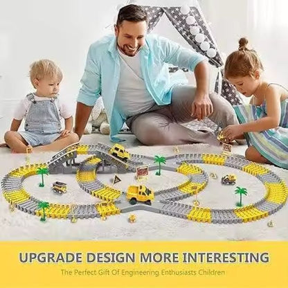 Kids-Up 180 Piece Track Toys For Kids Truck Flexible Track Set Electric