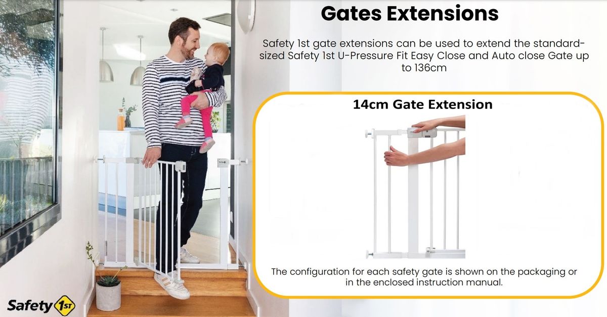 Babies-Up Safety Gate for Baby Sliding Door Retractable 75 -82cm With 14cm Included - HeadsUp-SA