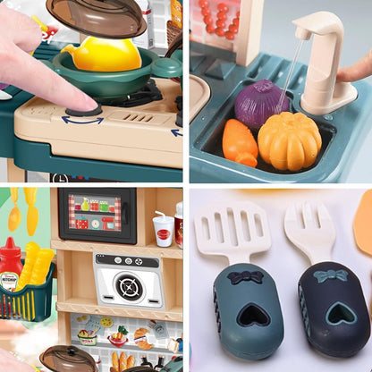 Kids-Up Tall Toy Kitchen Set Interactive With Noises and Tap - 43 Piece & Realistic Sound Effects