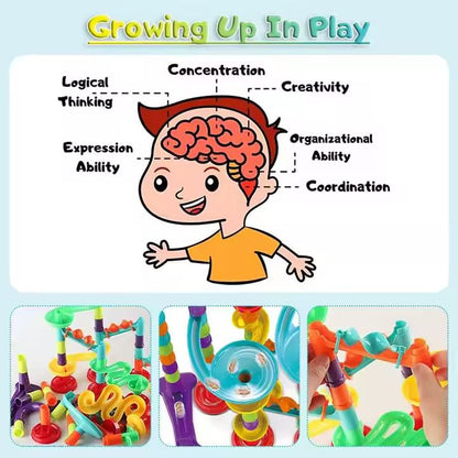 Kids-Up 113 Pieces 3D STEM Marble Run Race Track For Kids Educational DIY